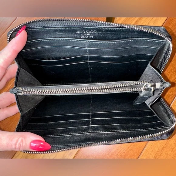 Jimmy Choo Filipa Star-Studded Zip-Around Long Leather Wallet - Picture 10 of 13